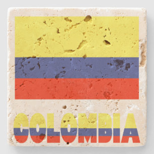 Porta-copo De Pedra Bandeira colombiana e colombiana