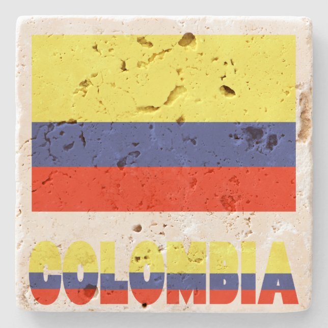 Porta-copo De Pedra Bandeira colombiana e colombiana (Frente)