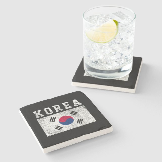 Porta-copo De Pedra Bandeira da Coreia (Lateral)