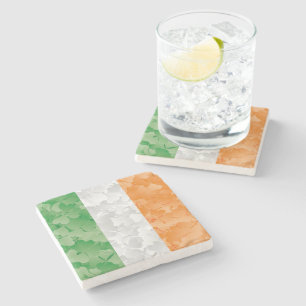 Porta-copo De Pedra Bandeira da Irlanda com um padrão de pântanos