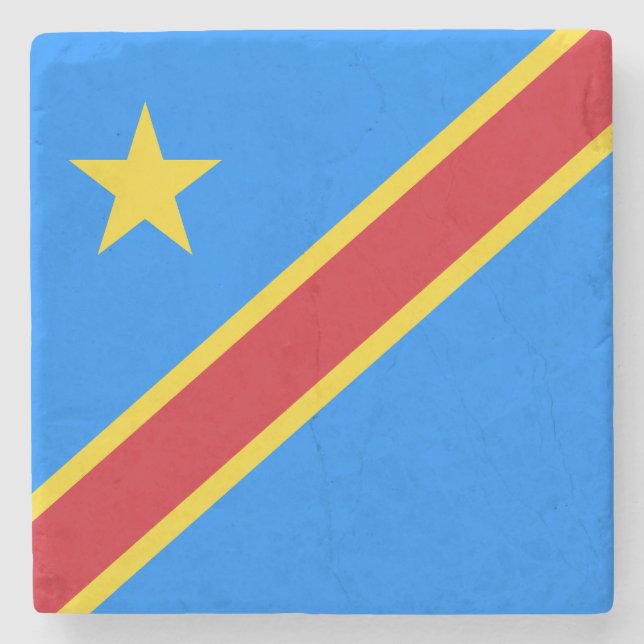 Porta-copo De Pedra Bandeira da Kinshasa do Congo (Frente)