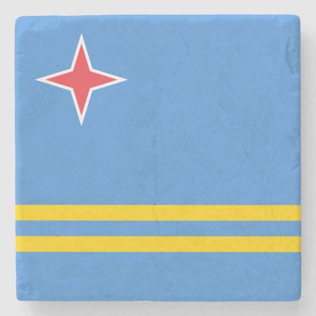 Porta-copo De Pedra Bandeira de Aruba Patriótica (Frente)