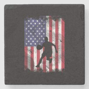 Porta-copo De Pedra Bandeira de Basquete dos EUA Vintage Patriotic Bal