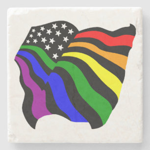 Porta-copo De Pedra Bandeira de LGBT EUA