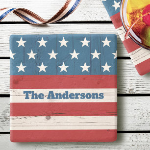 Porta-copo De Pedra Bandeira de Madeira Patriótica Russa Americana 4