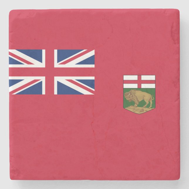 Porta-copo De Pedra Bandeira de Manitoba (Frente)