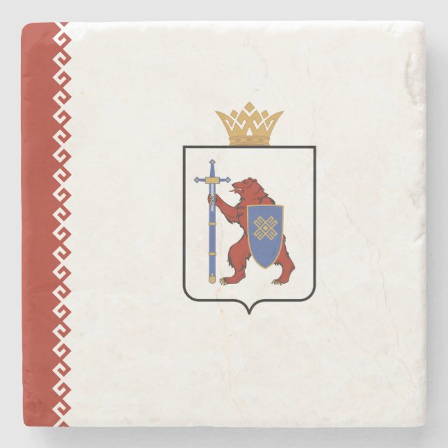 Porta-copo De Pedra Bandeira de Mari El (Frente)