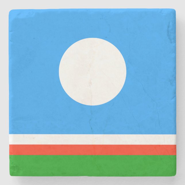 Porta-copo De Pedra Bandeira de Sakha (Frente)