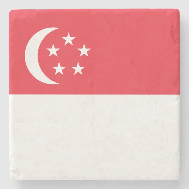 Porta-copo De Pedra Bandeira de Singapura (Frente)