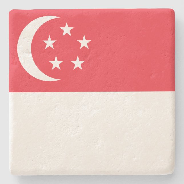 Porta-copo De Pedra Bandeira de Singapura (Frente)