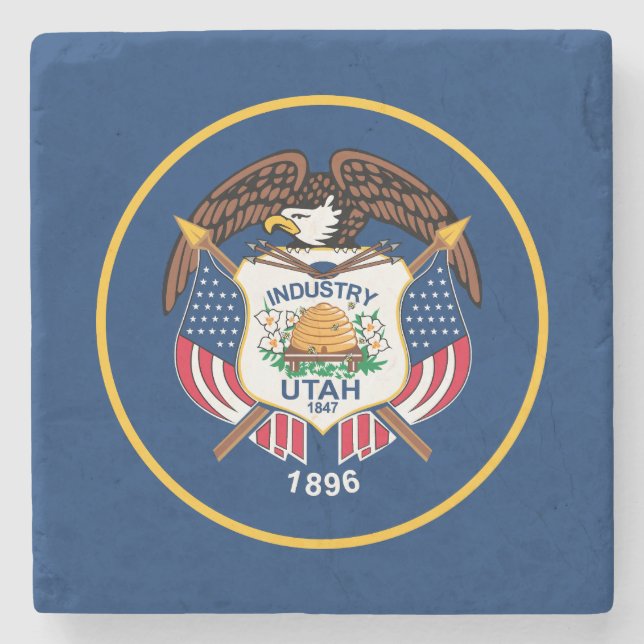 Porta-copo De Pedra Bandeira do Estado de Utah (Frente)