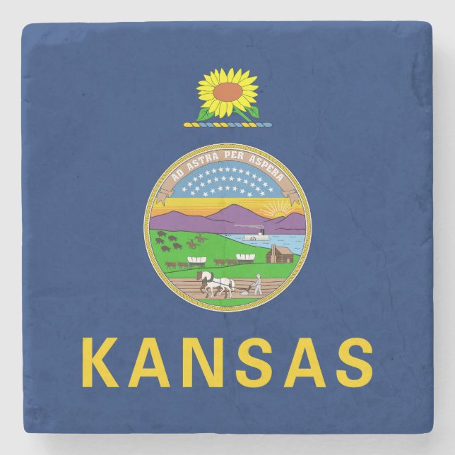 Porta-copo De Pedra Bandeira do Kansas (Frente)