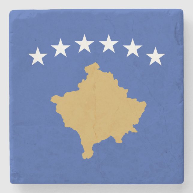 Porta-copo De Pedra Bandeira do Kosovo (Frente)