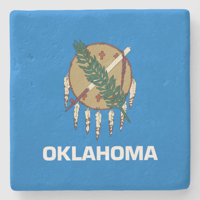 Porta-copo De Pedra Bandeira Estadual de Oklahoma (Frente)