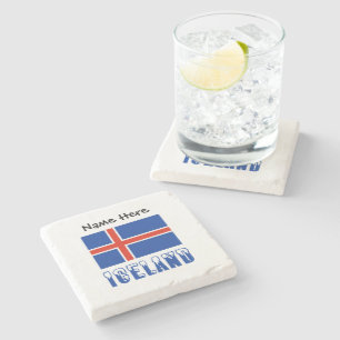 Porta-copo De Pedra Bandeira islandesa preta Iceland Personalização