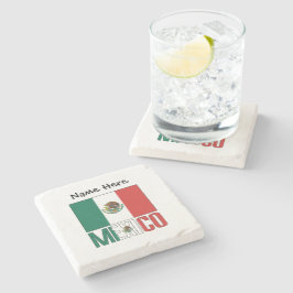 Porta-copo De Pedra Bandeira mexicana Personalizada