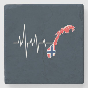 Porta-copo De Pedra Bandeira Norueguesa Noruega Bandeira Noruega Coraç