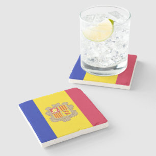 Porta-copo De Pedra Bandeira patriótica de Andorra