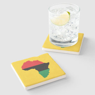 Porta-copo De Pedra Bandeira vermelha, preta & verde de África