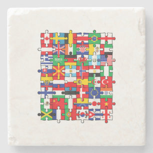Porta-copo De Pedra Bandeiras de países de bandeira internacional mund