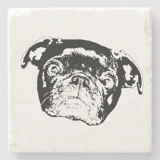Porta-copo De Pedra Bandeja de Copos Bold Pug Line (Frente)