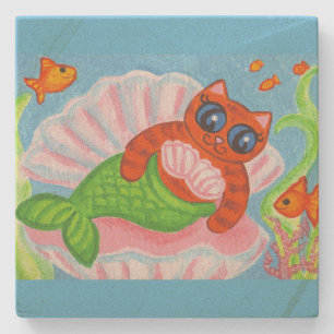 Porta-copo De Pedra Bandeja de Gato Sereia