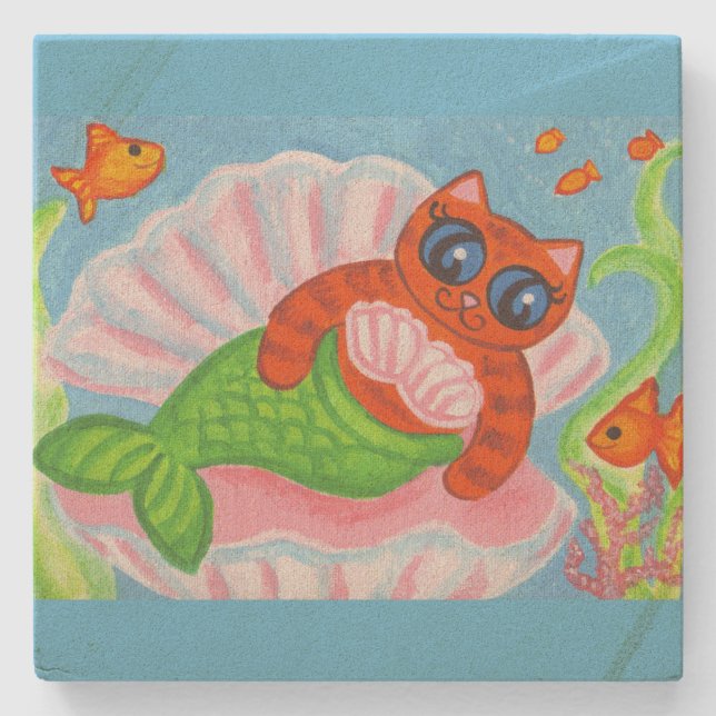 Porta-copo De Pedra Bandeja de Gato Sereia  (Frente)