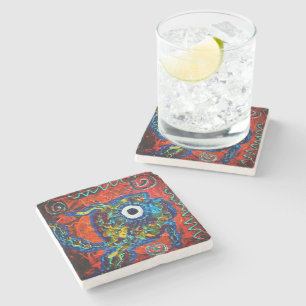 Porta-copo De Pedra Bandeja de Pedra Boho Peixe