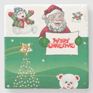 Porta-copo De Pedra Bandeja de Pedra de Mármore de Natal, Feliz Natal