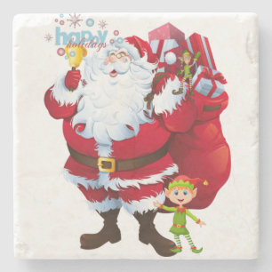 Porta-copo De Pedra Bandeja de Pedra de Mármore de Natal, Papai Noel