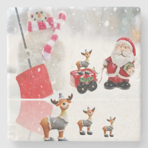 Porta-copo De Pedra Bandeja de Pedra de Mármore de Natal, Papai Noel
