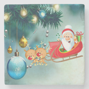 Porta-copo De Pedra Bandeja de Pedra de Mármore de Natal, Papai Noel