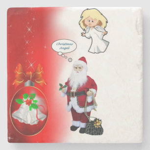 Porta-copo De Pedra Bandeja de Pedra de Mármore de Natal, Papai Noel