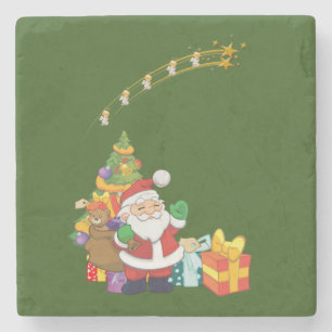 Porta-copo De Pedra Bandeja de Pedra de Mármore de Natal, Papai Noel
