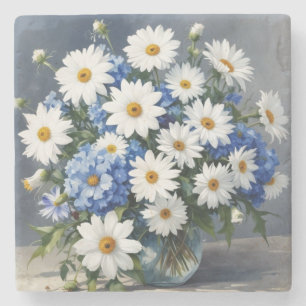 Porta-copo De Pedra Bando de Flores Elegantes Daisies Watercolor