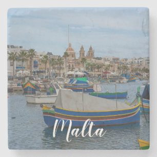 Porta-copo De Pedra Barcos de pesca tradicionais coloridos em Malta