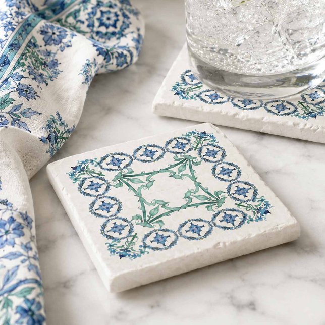 Porta-copo De Pedra Bases de Pedra Decorativas para Bebidas (Decorative stone coasters for drinks in shades of blue and teal)