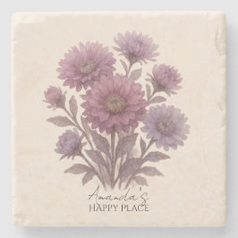 Porta-copo De Pedra Bases para Copos com Flor de Áster, Florais Person