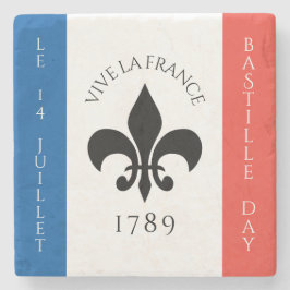 Porta-copo De Pedra Bastilha Day Fleur-de-Lis Tricolore França Flag