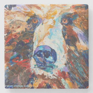 Porta-copo De Pedra Batedeira de mármore do Alasca "No Olhar do Urso"