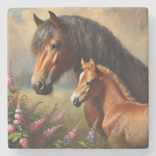 Porta-copo De Pedra Bay Mare com uma pintura de flores selvagens de Fo