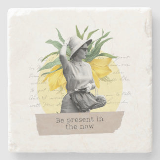 Porta-copo De Pedra "Be present in the now" coaster