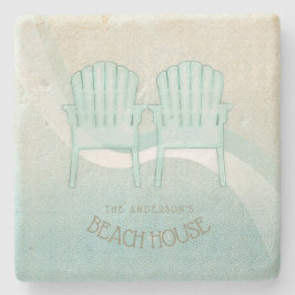 Porta-copo De Pedra Beach House Adirondack Chairs Aqua Blue ID623