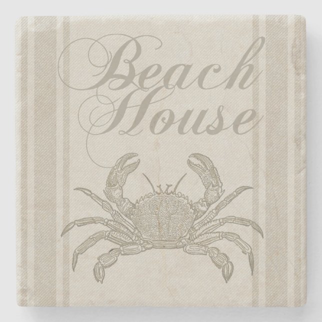 Porta-copo De Pedra Beach House Carab Seashore Coastal Vintage (Frente)