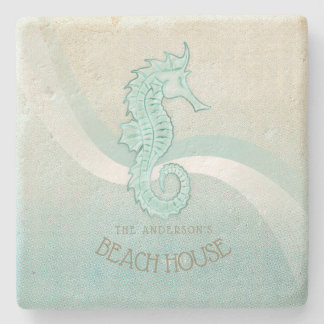 Porta-copo De Pedra Beach House Mar Aqua Blue ID623