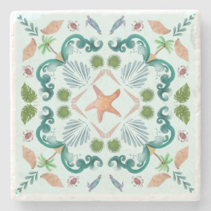 Porta-copo De Pedra Beach Seashells Sea Life
