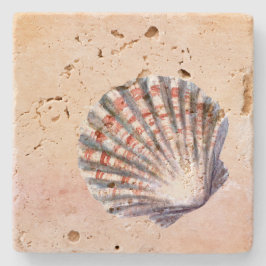 Porta-copo De Pedra Beautiful watercolor seashell Pink Beach