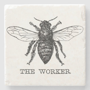 Porta-copo De Pedra Bee Worker Honey Black Bumblebee