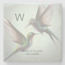 Porta-copo De Pedra Beija-flor Adicionar Nome Monograma