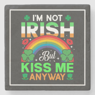 Porta-copo De Pedra beije-me mesmo assim humor irlandês design-63942